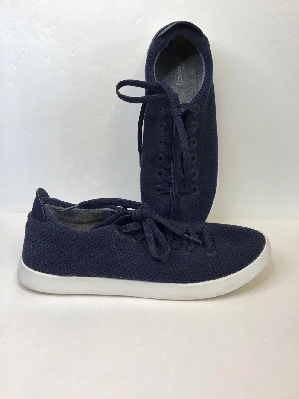 ALLBIRDS Tree Pipers Navy Knit Women’s Casual Lace Up White Sole Sneakers 9